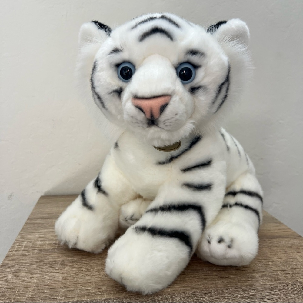 Large Miyoni by Aurora White Tiger Sitting Bengal Tiger Plush Stuffed Animal 17”
